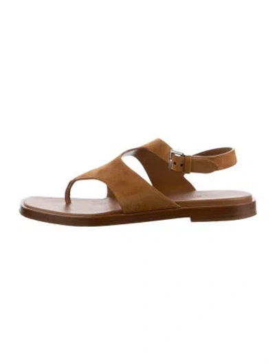 Pre-owned Hermes Karen Suede Sandals In Brown