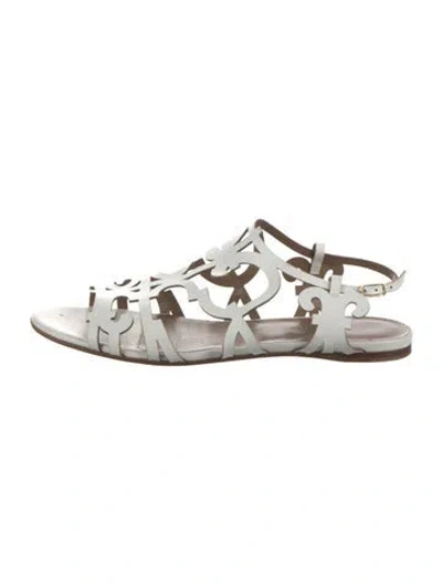 Pre-owned Hermes Karlotta Leather Gladiator Sandals In White