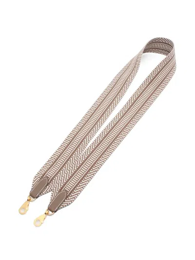 Pre-owned Hermes Kaval Canvas Shoulder Strap In Brown