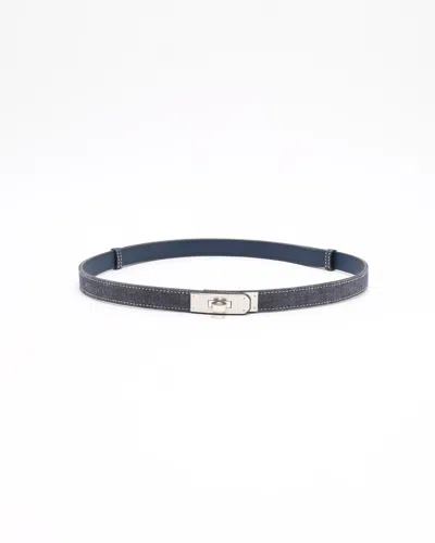 Pre-owned Hermes Hermès Kelly 18 Belt In Blue