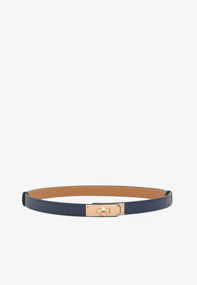 Hermes Kelly 18 Belt In Bleu Saphir Epsom Epsom Leather With Rose Gold Hardware In Blue