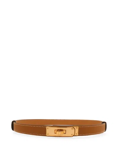 Pre-owned Hermes Kelly 18 Epsom-leather Belt In Neutral