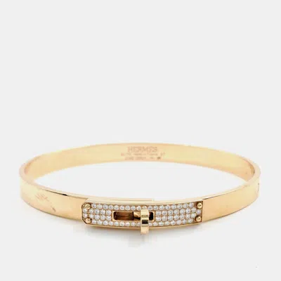 Pre-owned Hermes Hermès Kelly 18k Rose Gold Diamond Bracelet In Multicolor