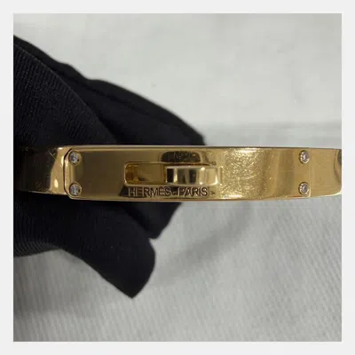 Pre-owned Hermes Kelly 18k Yellow Gold Diamond Bangle