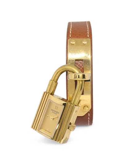 Pre-owned Hermes Kelly 19mm Padlock Watch In Gold
