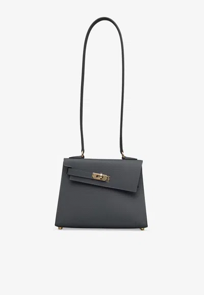 Pre-owned Hermes Kelly 20 En Desordre In Gris Misty Epsom Permabrass Hardware In Gray