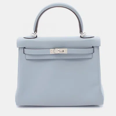 Pre-owned Hermes Kelly 25 Blue Tone Swift Leather Tote Bag