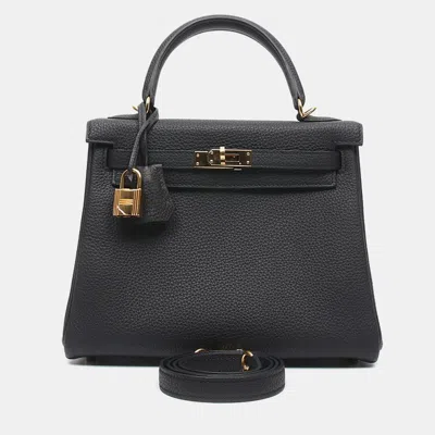 Pre-owned Hermes Kelly 25 Handbag In Black