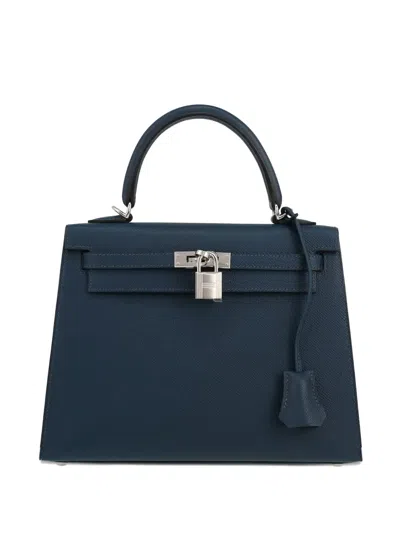 Pre-owned Hermes Kelly 25 Handbag In Blue