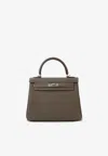 Hermes Kelly 25 In Etoupe Togo Leather With Palladium Hardware In Brown