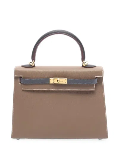 Pre-owned Hermes Kelly 25 Leather Tote Bag In Brown