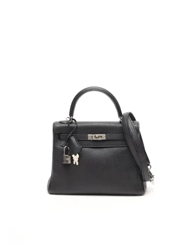 Pre-owned Hermes Hermès Kelly 25 Retourne Togo Bag In Black