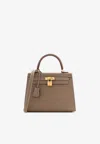Hermes Kelly 25 Sellier In Etoupe Epsom Leather With Gold Hardware In Etoupe