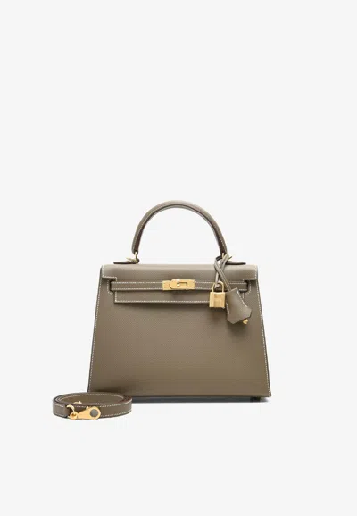 Hermes Kelly 25 Sellier In Etoupe Epsom With Gold Hardware