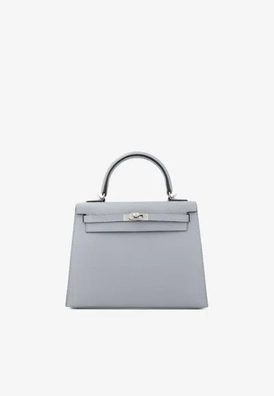 Hermes Kelly 25 Sellier In Gris Pantin Epsom With Palladium Hardware In Gray