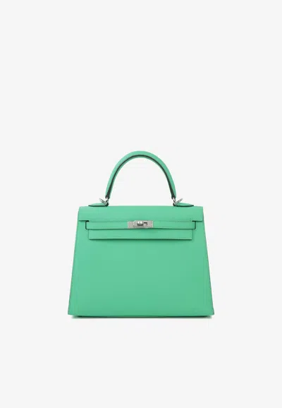 Hermes Kelly 25 Sellier In Vert Comics Epsom Leather With Palladium Hardware