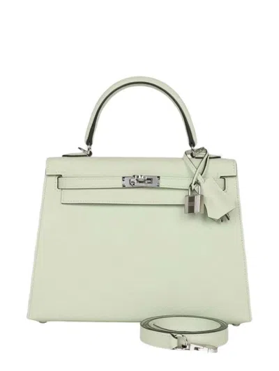 Pre-owned Hermes Kelly 25 Sellier Tote Bag In Green