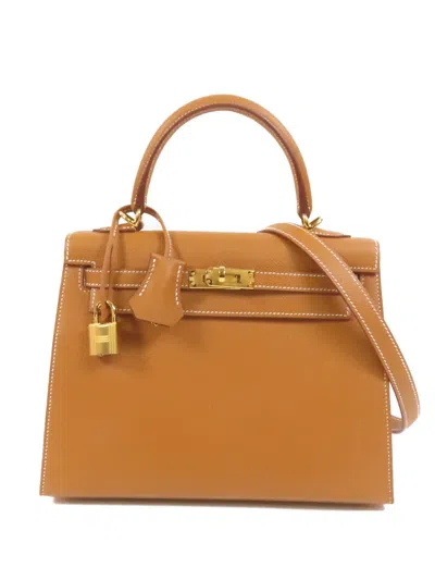 Pre-owned Hermes Kelly 25 Tote Bag In Neutral