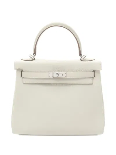 Pre-owned Hermes Kelly 25 Tote Bag In White