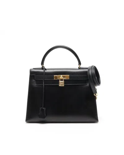 Pre-owned Hermes Hermès Kelly 28 Box Sellier Bag In Black