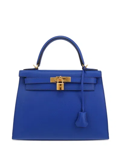 Pre-owned Hermes kelly 28 Handbag In Blue