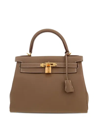 Pre-owned Hermes kelly 28 Handbag In Brown