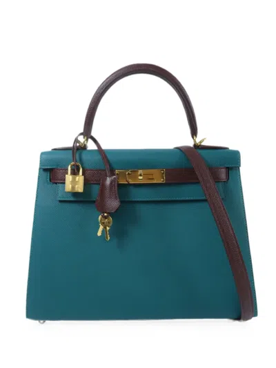 Pre-owned Hermes Kelly 28 Handbag In Green