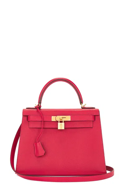 Pre-owned Hermes Kelly 28 Handbag In Red