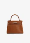 Hermes Kelly 28 In Fauve Barenia Faubourg With Palladium Hardware