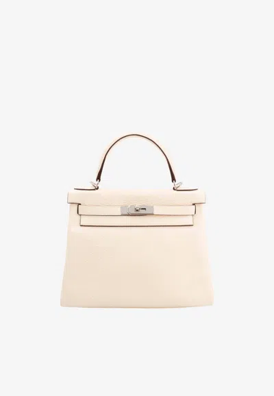 Hermes Kelly 28 In Nata Clemence With Palladium Hardware In Brown