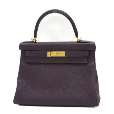 Hermes Kelly 28 Leather Handbag () In Purple