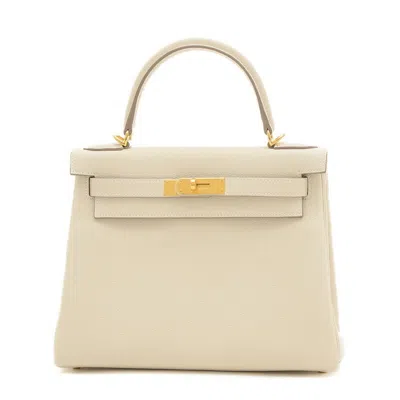 Hermes Kelly 28 Leather Handbag () In White
