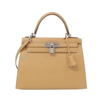 Pre-owned Hermes Kelly 28 Leather Shoulder Bag () In Beige