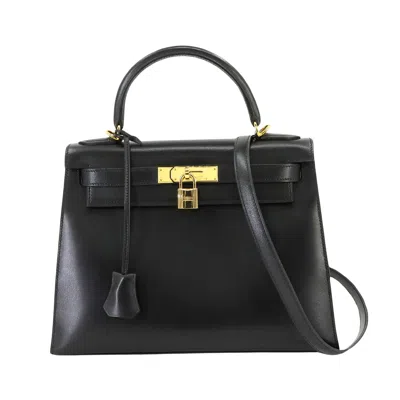 Hermes Hermès Kelly 28 Black Leather Shoulder Bag ()