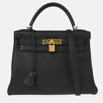 Pre-owned Hermes Kelly 28 Retourne Black Togo 2way Handbag