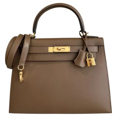 Pre-owned Hermes Kelly 28 Sellier Alezan Tan Epsom Leather Gold Hardware Rare Shoulder Bag In Brown
