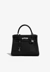 Hermes Kelly 28 Top Handle Bag In Black Togo With Palladium Hardware