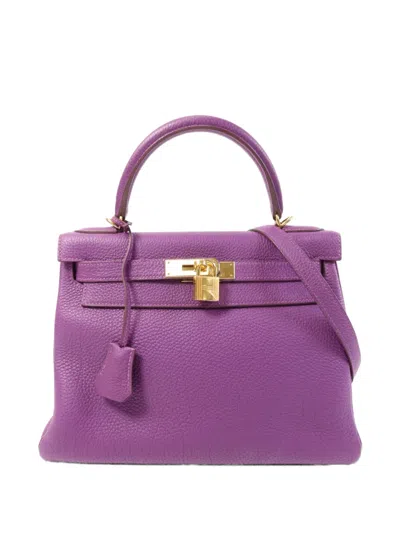 Pre-owned Hermes Kelly 28 Tote Bag In Purple