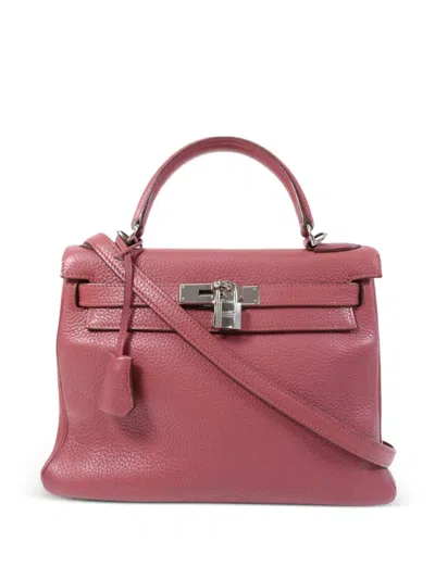 Pre-owned Hermes Kelly 28 Twist-lock Tote Bag In Pink