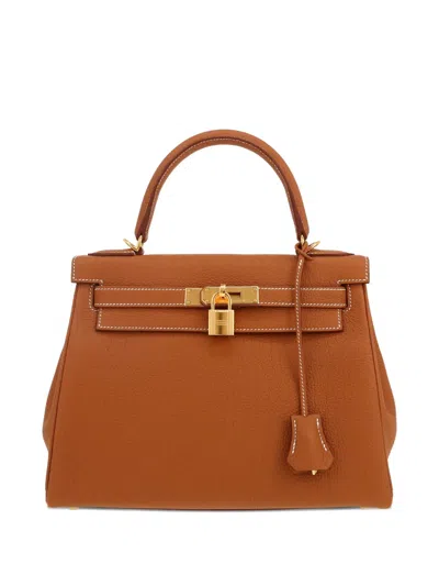 Pre-owned Hermes Kelly 28 Two-way Handbag In Brown