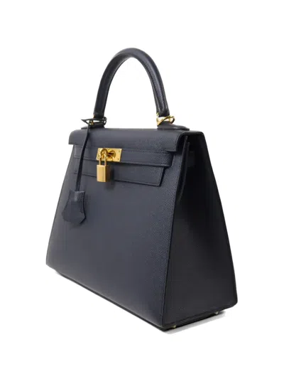 Pre-owned Hermes Kelly 28 Two-way Handbag In Blue