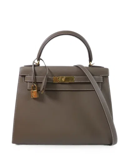 Hermes Kelly 28 Two-way Handbag In Brown