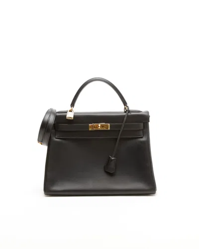 Pre-owned Hermes Hermès Kelly 32 Box Retourne Bag In Black