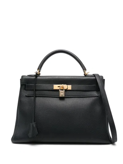 Pre-owned Hermes Kelly 32 Handbag In Black