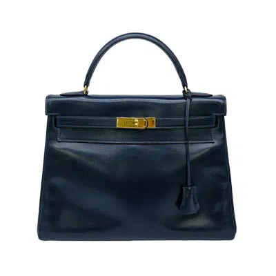Hermes Hermès Kelly 32 Navy Leather Tote Bag ()