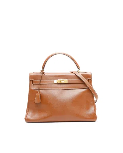 Pre-owned Hermes Hermès Kelly 32 Retourne Courchevel Bag In Brown