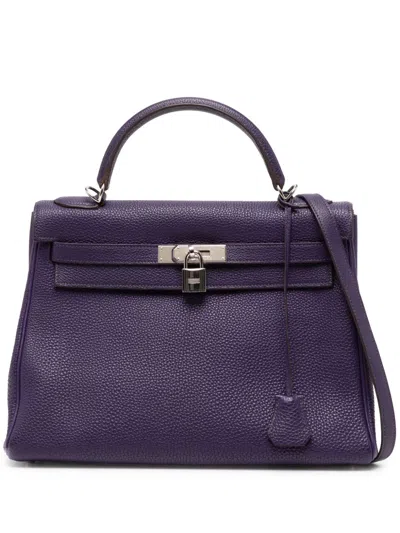 Pre-owned Hermes Kelly 32 Retourne Iris Phw Bag In Purple