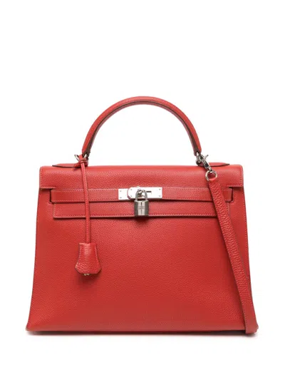Pre-owned Hermes Kelly 32 Sellier Red Phw Bag