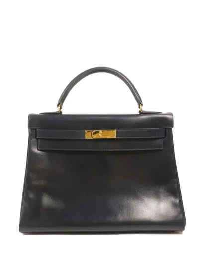 Pre-owned Hermes Kelly 32 Tote Bag In Blue