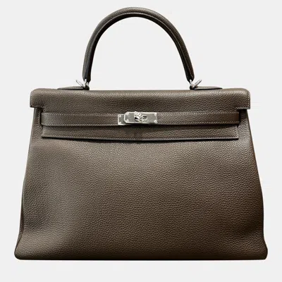 Pre-owned Hermes Kelly 35 Ebony Brown 46 Togo Leather